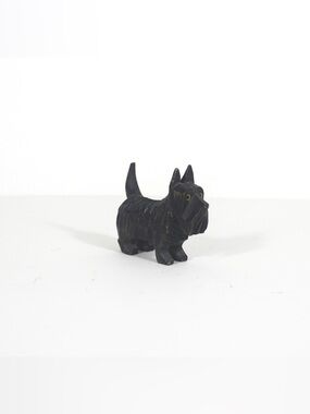 Vintage Hand Carved Wood Scottie Dog Figurine Canine Folk Art